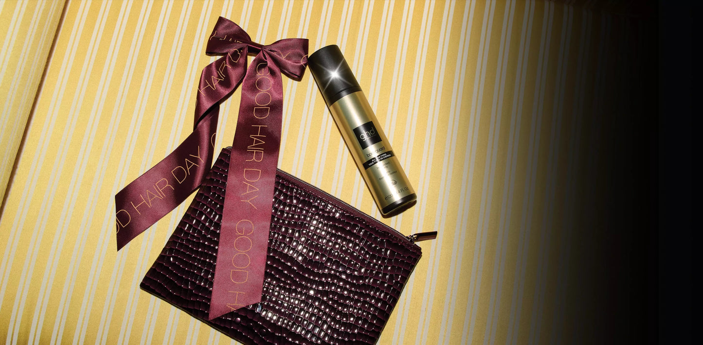 GHD - Coffret Noël Cherry Chic - Trousse de coiffage - Accessoires cheveux - Bordeaux