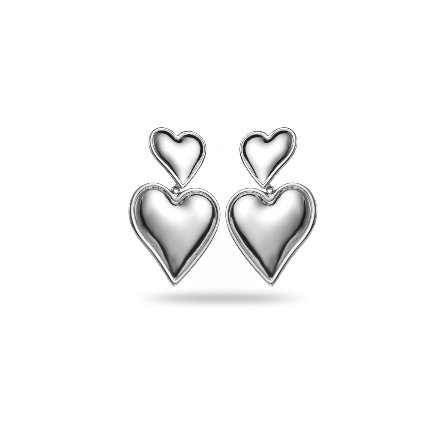 Boucles d'oreilles - Coeur - Acier inoxidable - Argenté