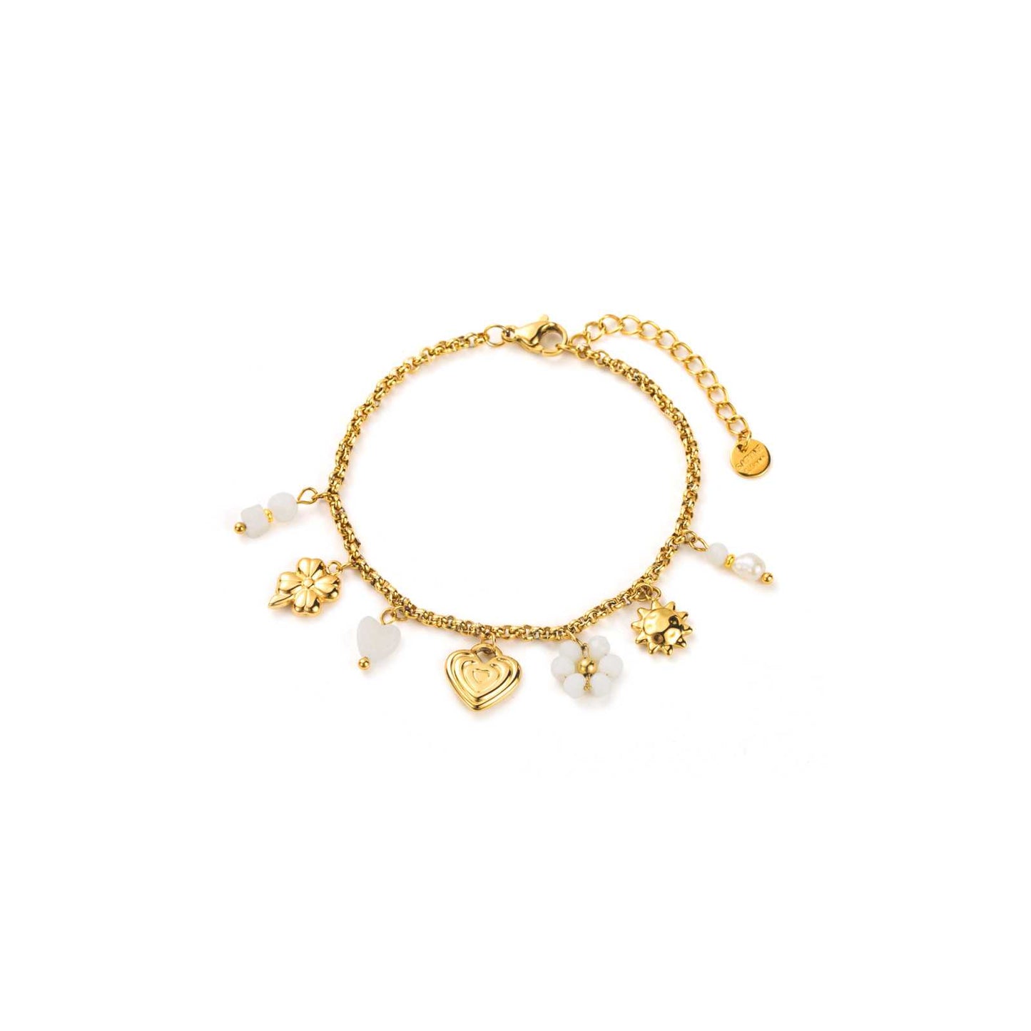 Bracelet à breloques - Acier inoxidable - Doré & Blanc