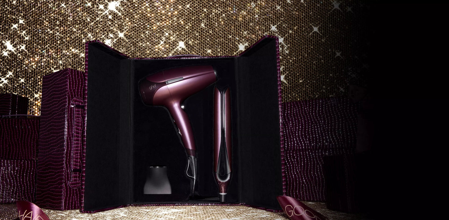 GHD - Coffret Deluxe Noël Cherry Chic - Lisseur & Sèche cheveux - Bordeaux