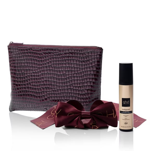 GHD - Coffret Noël Cherry Chic - Trousse de coiffage - Accessoires cheveux - Bordeaux