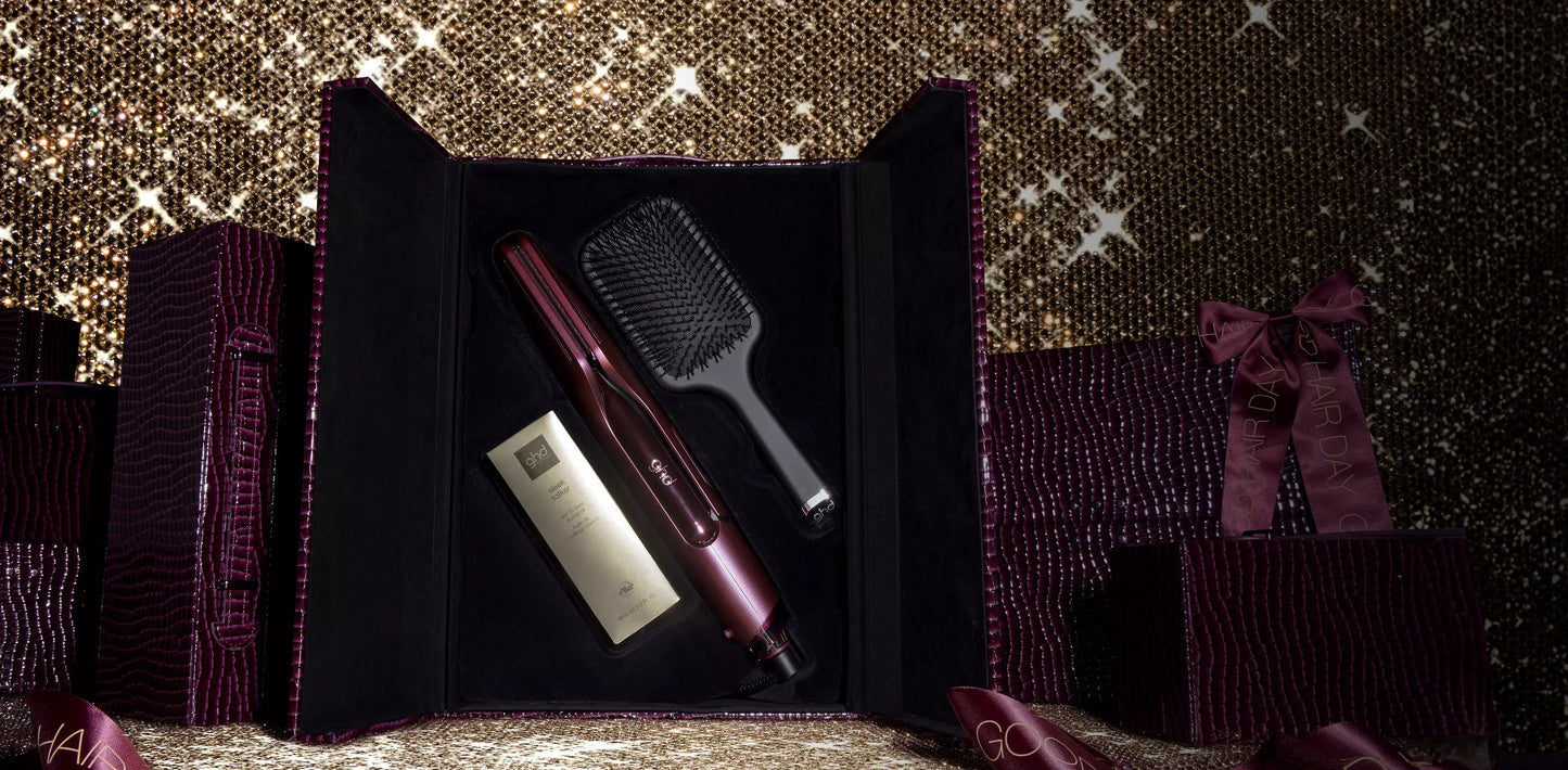 GHD - Coffret Noël Cherry Chic - Lisseur séchant Duet Style - Bordeaux
