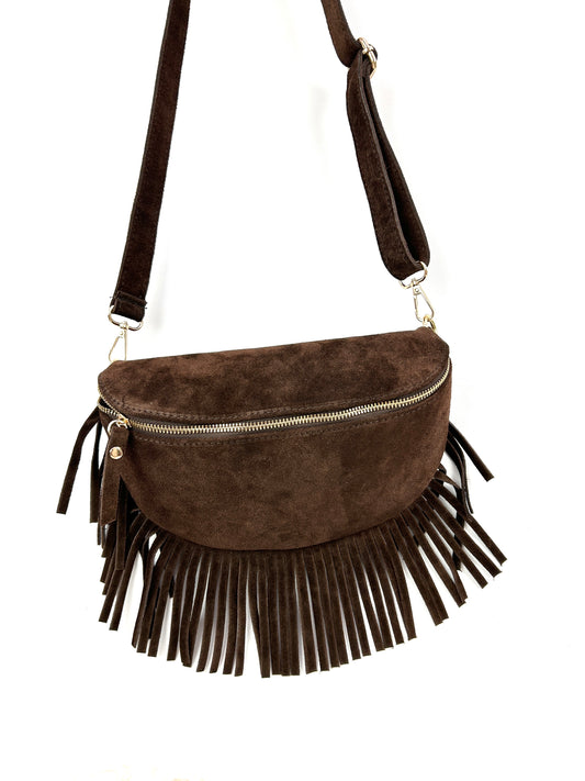 Banane a franges daim italien - marron