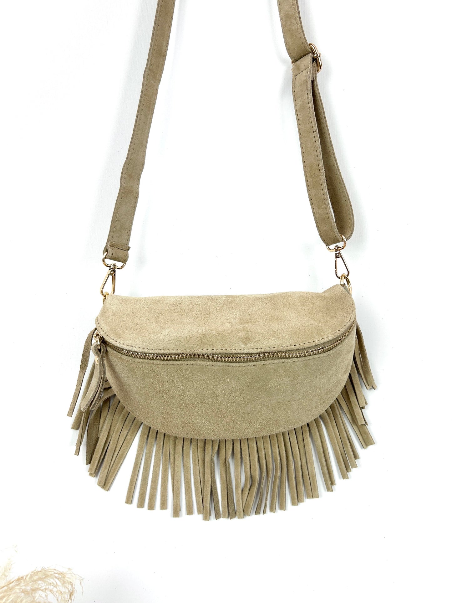 Banane a franges daim italien - beige