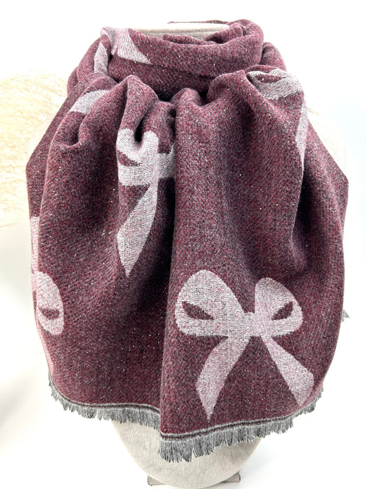 Écharpe bordeaux noeuds