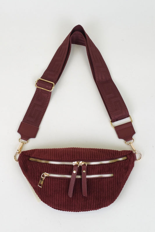 Banane effet velours côtelé - bordeaux