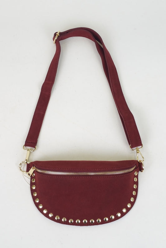 Banane cuir italien clous - bordeaux