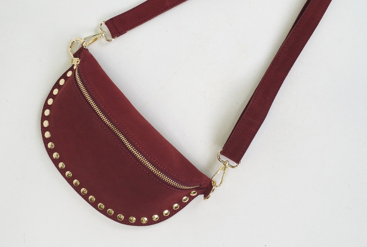 Banane cuir italien clous - bordeaux