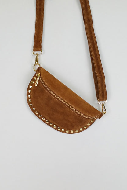 Banane cuir italien clous - camel