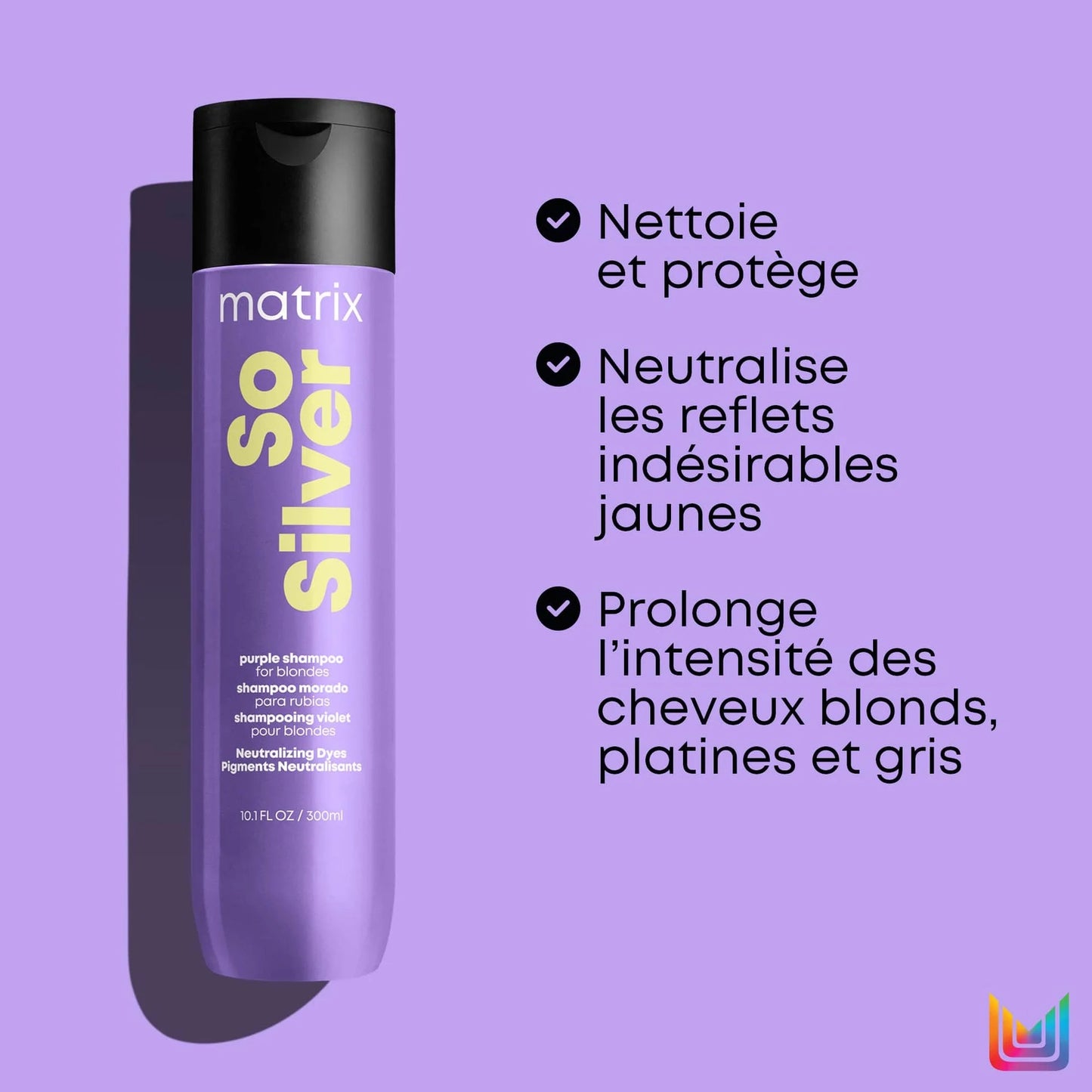 Matrix - Shampoing violet So Silver - Cheveux platine blond clair & argenté - 300 ml