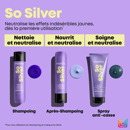 Matrix - Shampoing violet So Silver - Cheveux platine blond clair & argenté - 300 ml