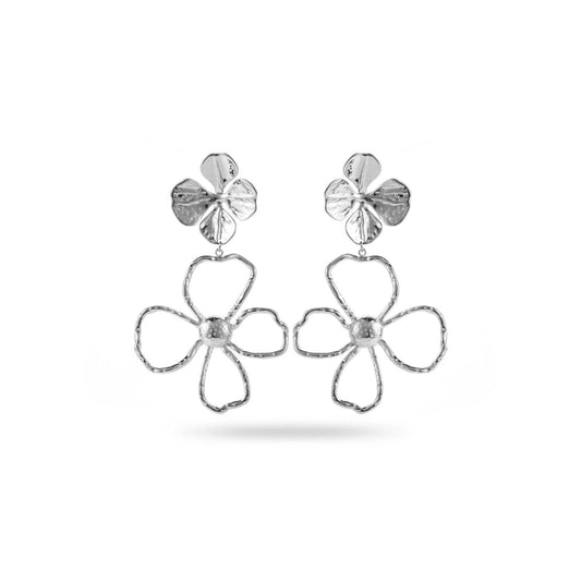 Boucles d'oreilles - Fleur - Acier inoxidable - Argenté