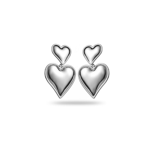 Boucles d'oreilles - Coeur - Acier inoxidable - Argenté