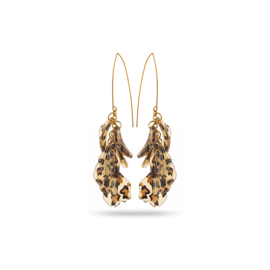 Boucles d'oreilles - Léopard - Acier inoxidable - Beige & doré